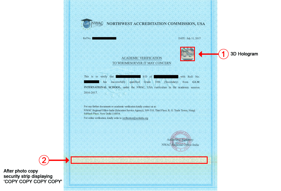 Sample Academic Verification