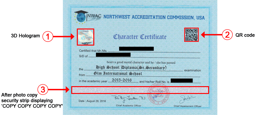 Sample Character Certificate
