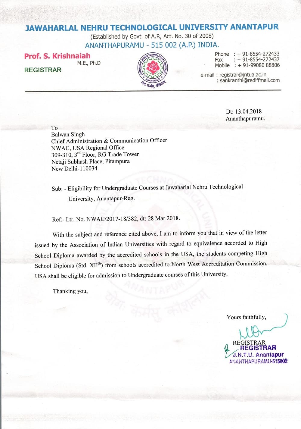 JAWAHARLAL NEHRU TECHNOLOGICAL UNIVERSITY ANANTAPUR