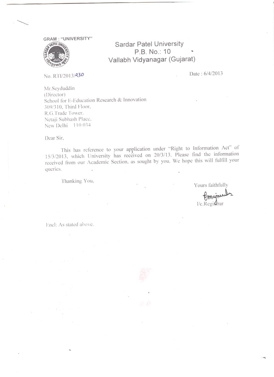 SARDAR PATEL UNIVERSITY