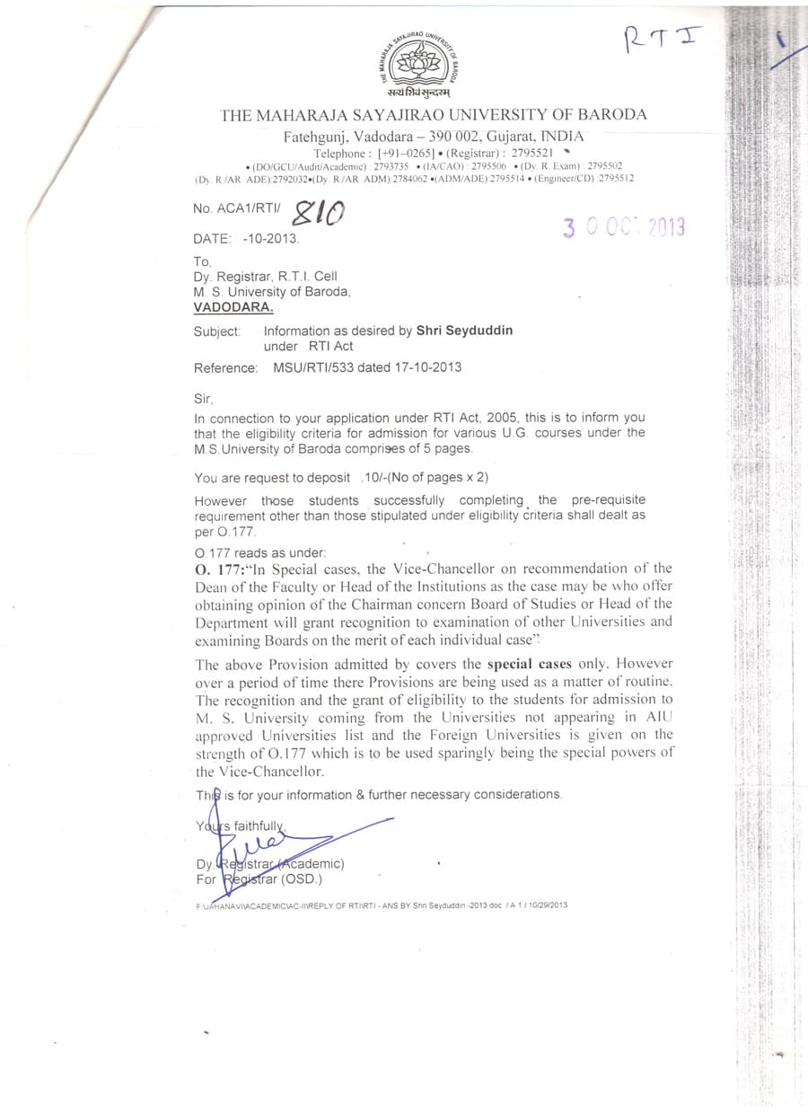 THE MAHARAJA SAYAJIRAO UNIVERSITY OF BARODA PAGE 1