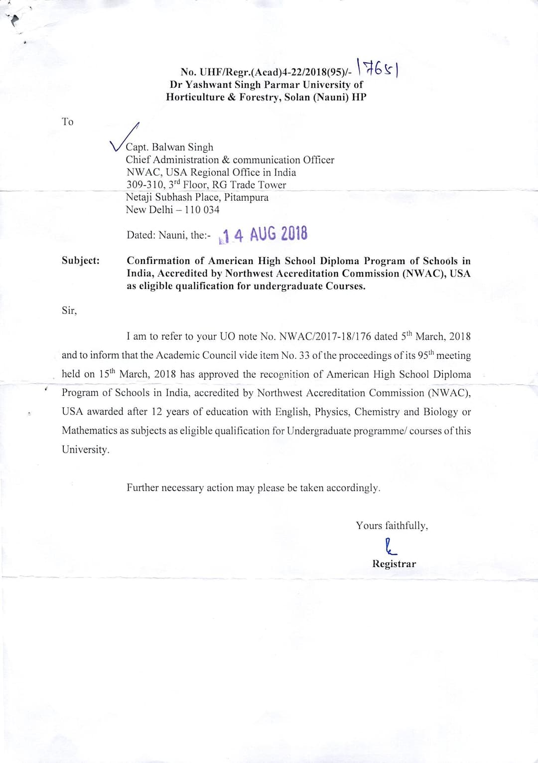 DR YASWANT SINGH PARMAR UNIVERSITY OF HORTICULTURE & FORESTRY , SOLAN