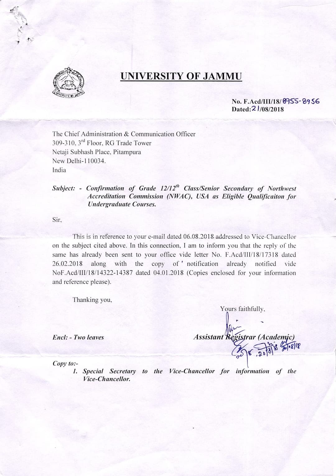UNIVERSITY OF JAMMU