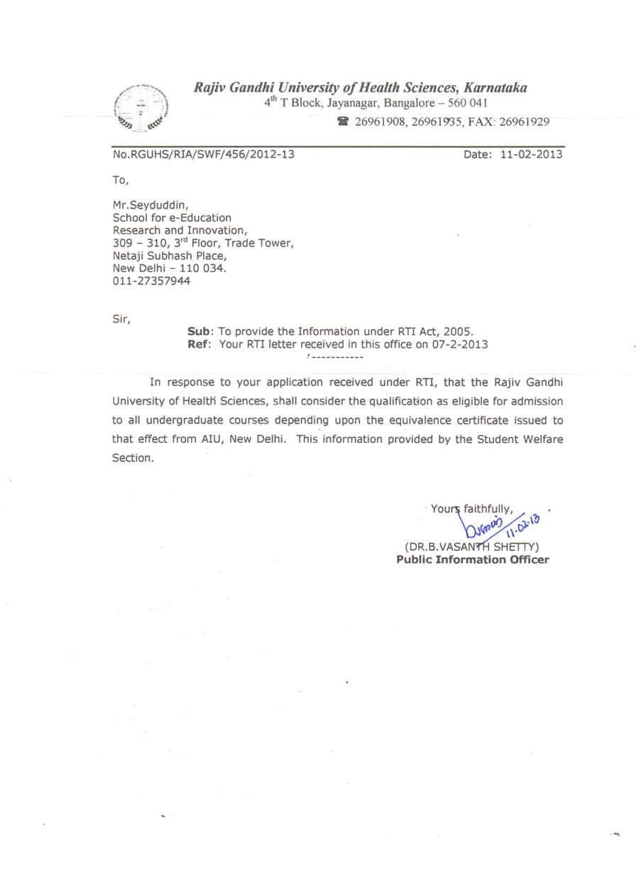 RAJIV GANDHI UNIVERSITY OF HEALTH SCIENCES, KARNATAKA