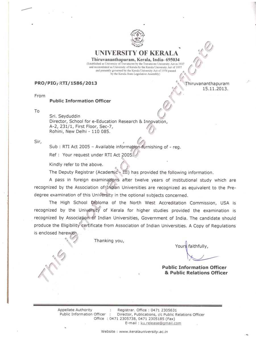 UNIVERSITY OF KERALA