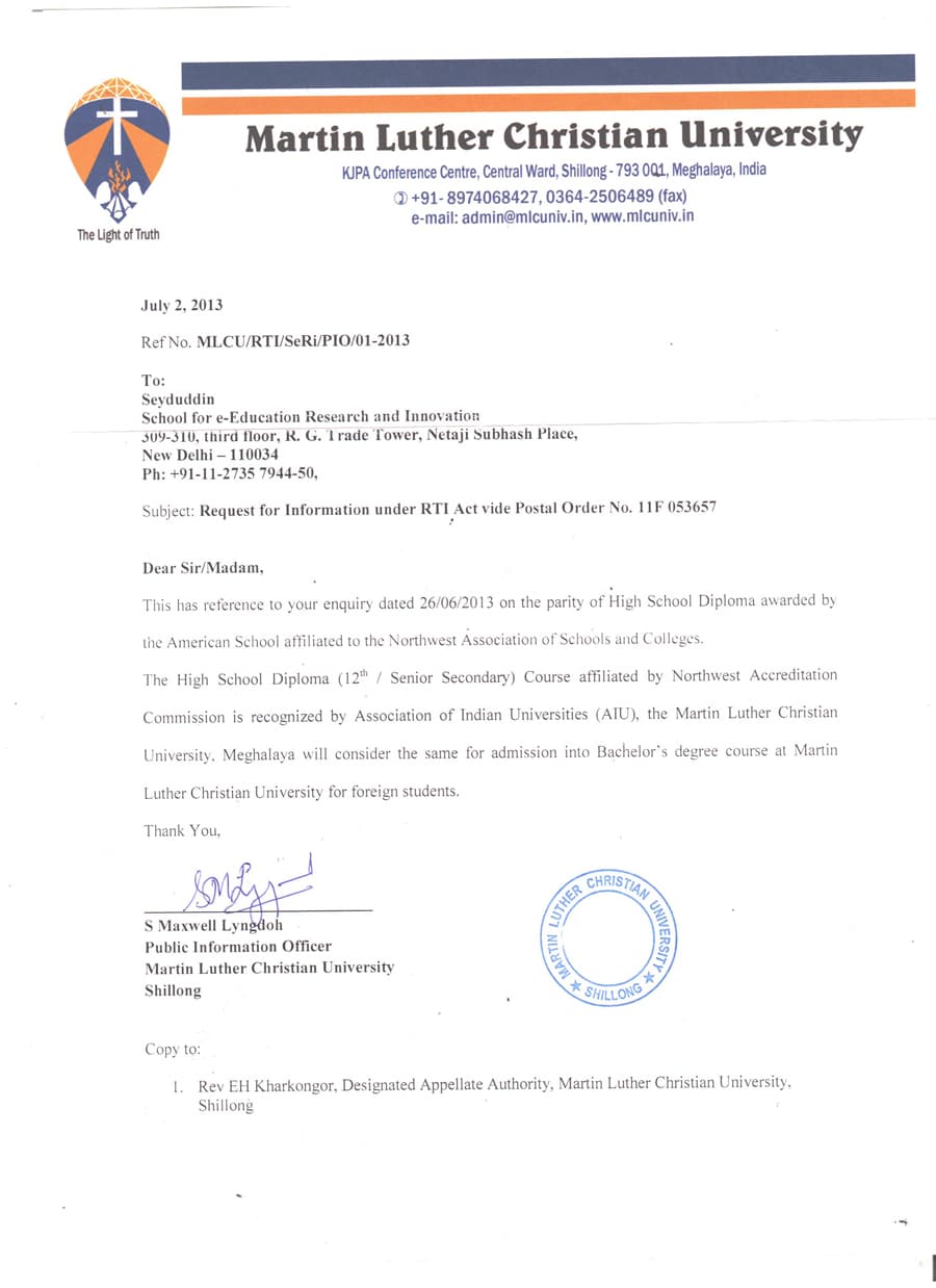 MARTIN LUTHER CHRISTIAN UNIVERSITY