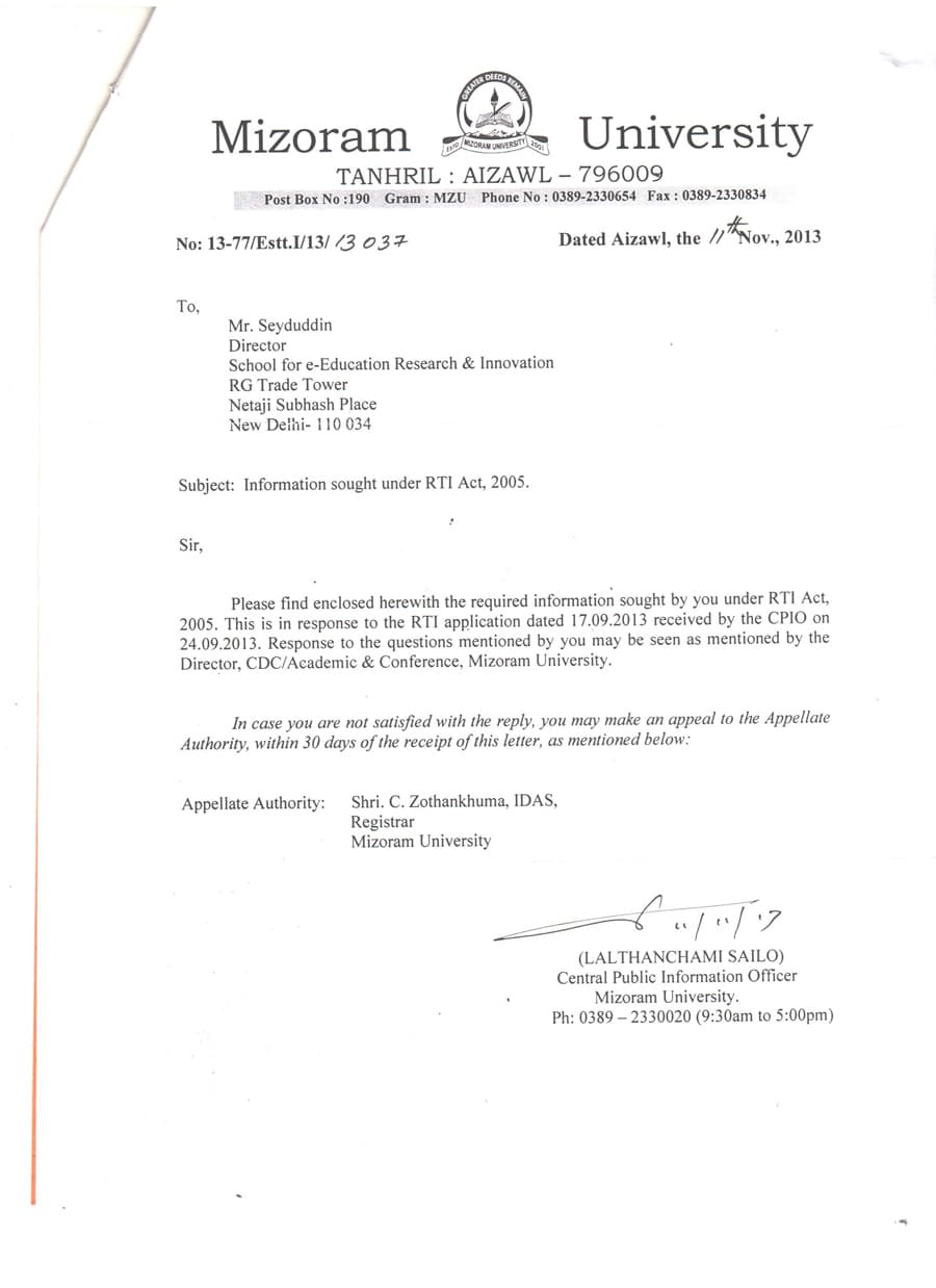 MIZORAM UNIVERSITY PAGE 1