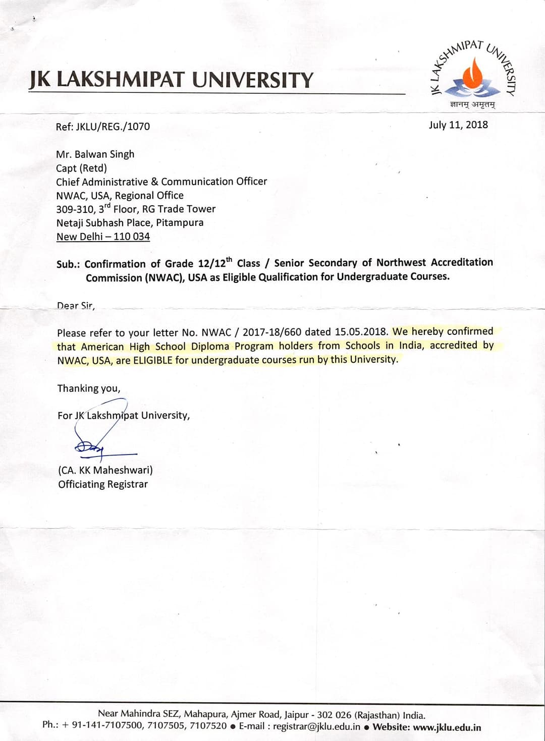 JK LAKSHMIPAT UNIVERSITY