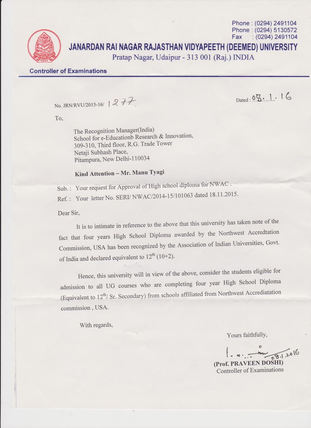 JANARDAN RAI NAGAR RAJASTHAN VIDYAPEETH UNIVERSITY