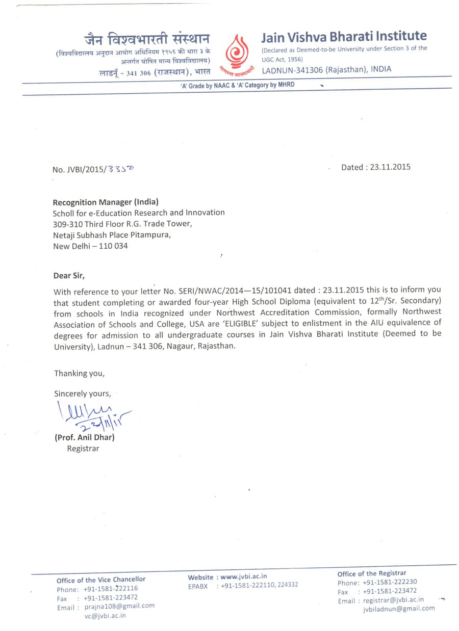 JAIN VISHVA BHARATI INSTITUTE