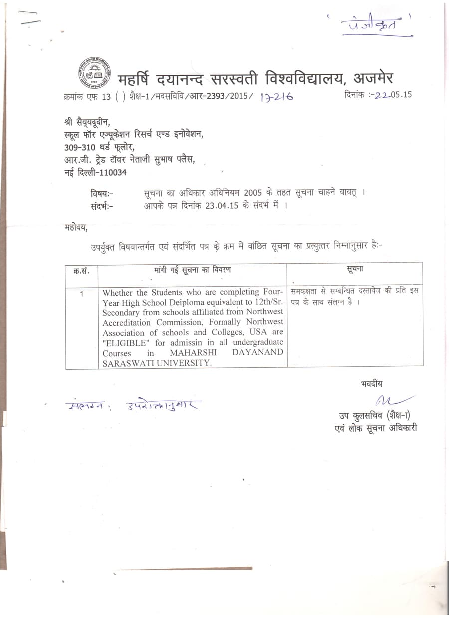 MAHARISHI DAYANAND SARASWATI VISHWAVIDALAYA, AJMER PAGE 1