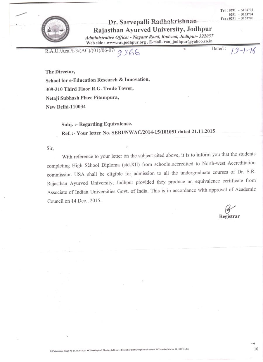 RAJASTHAN AYURVED UNIVERSITY, JODHPUR