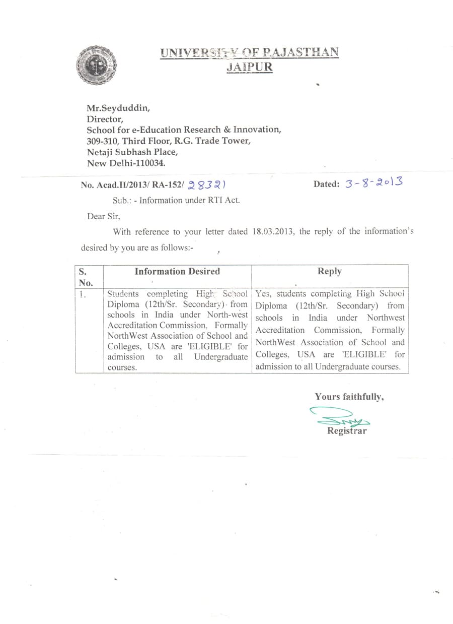 UNIVERSITY OF RAJASTHAN, JAIPUR