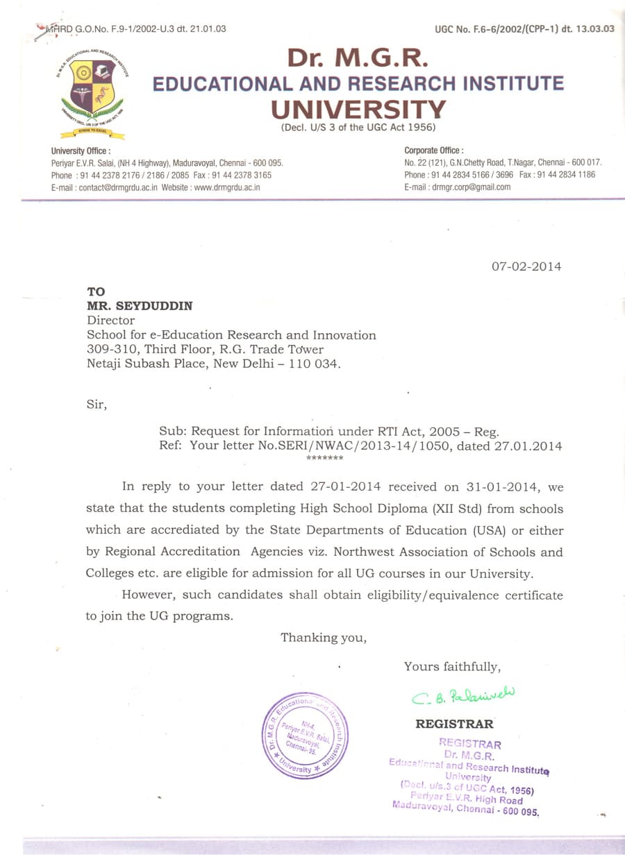 Dr. M G R UNIVERSITY