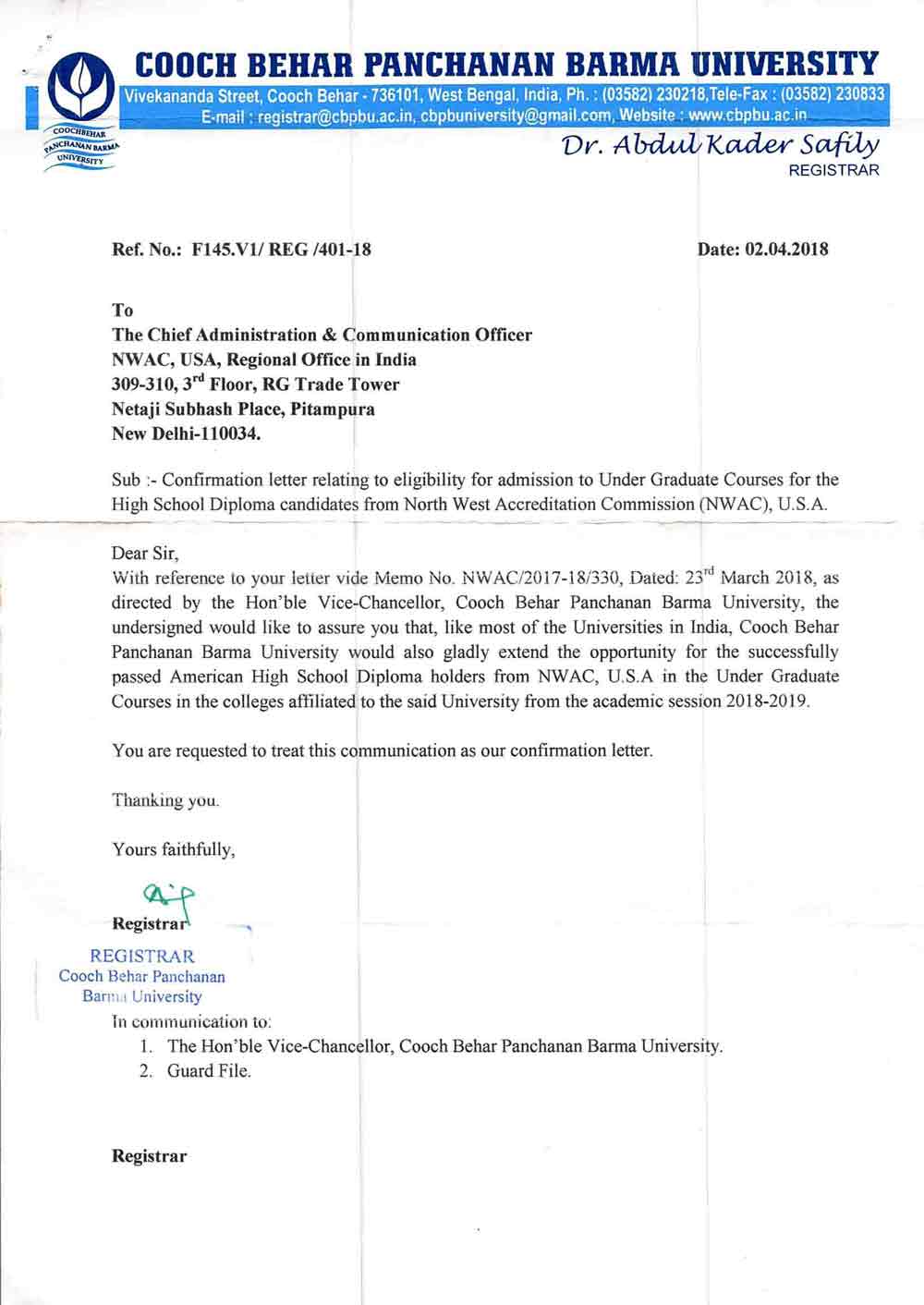 COOCH BEHAR PANCHANAN BARMA UNIVERSITY