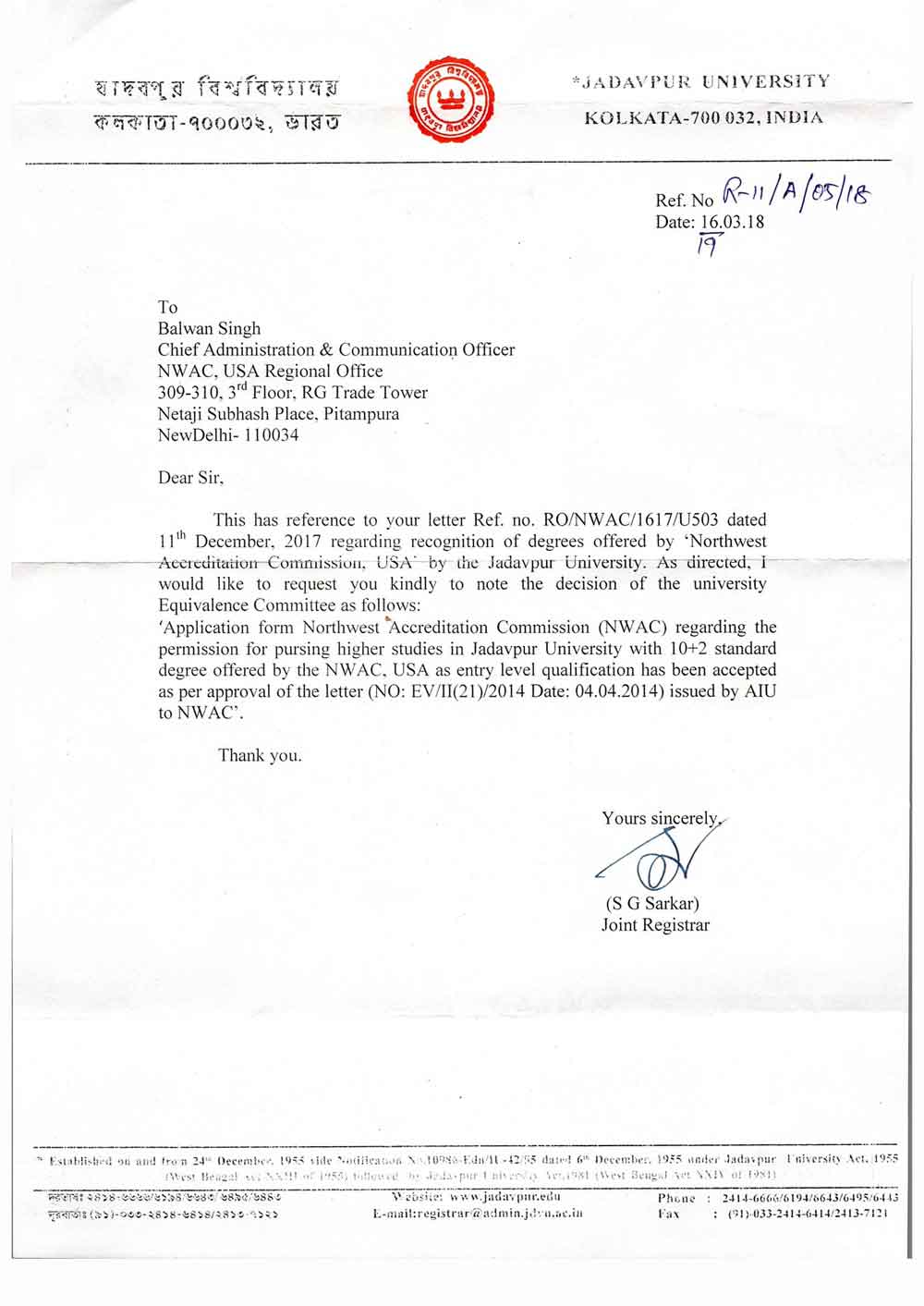 JADAVPUR UNIVERSITY KOLKATA