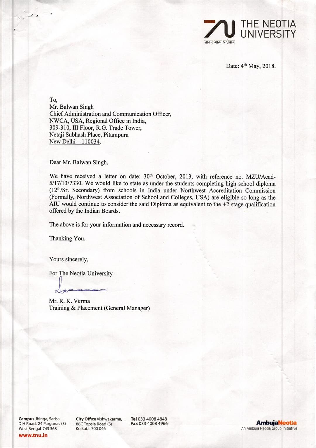 THE NEOTIA UNIVERSITY