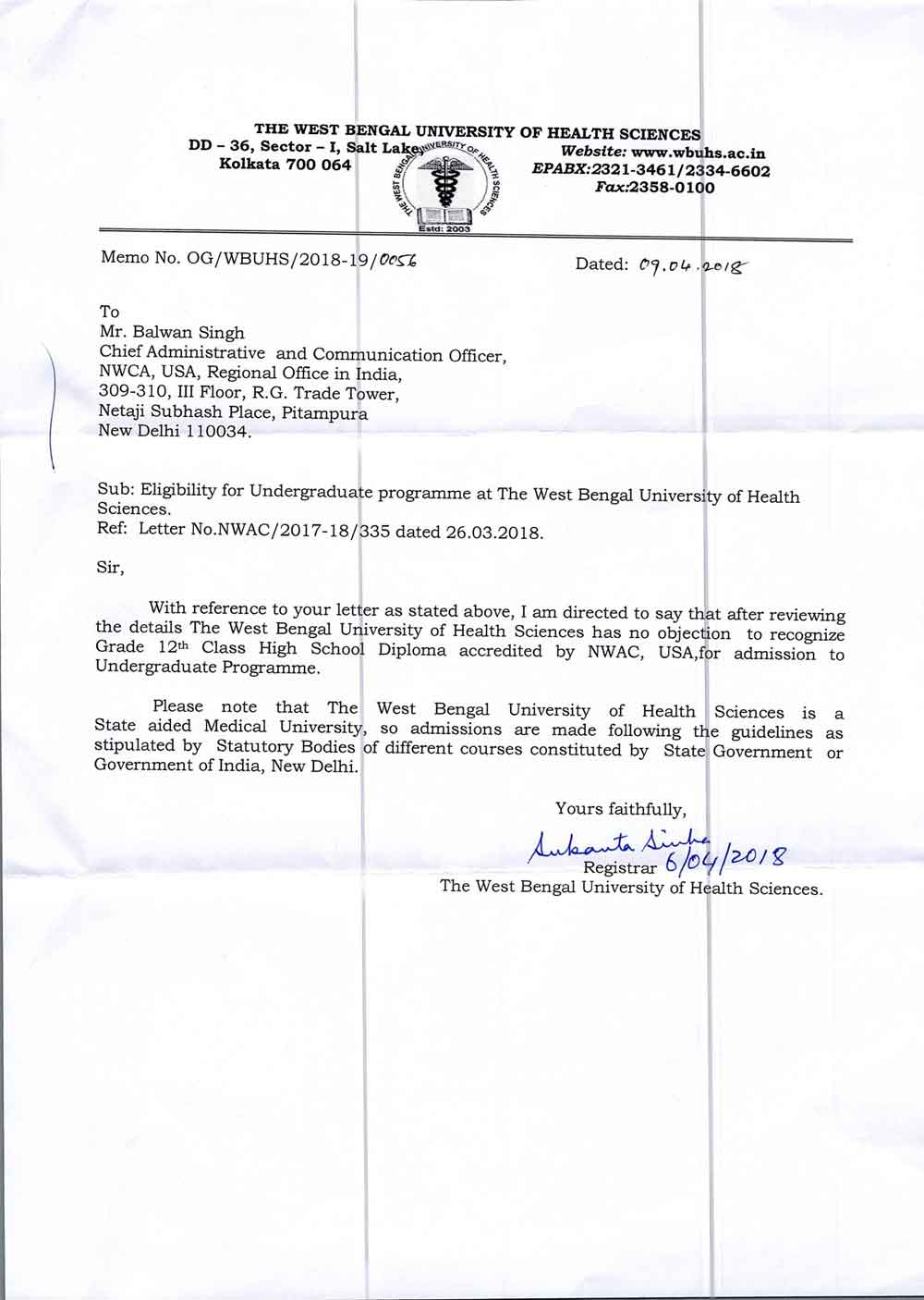 THE WEST BENGAL UNIVERSITY OF HEALTH SCIENCES